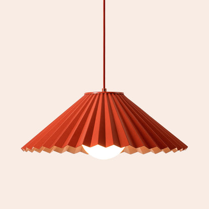 Burnt orange large pleat pendant ceiling light - BlissVeranda