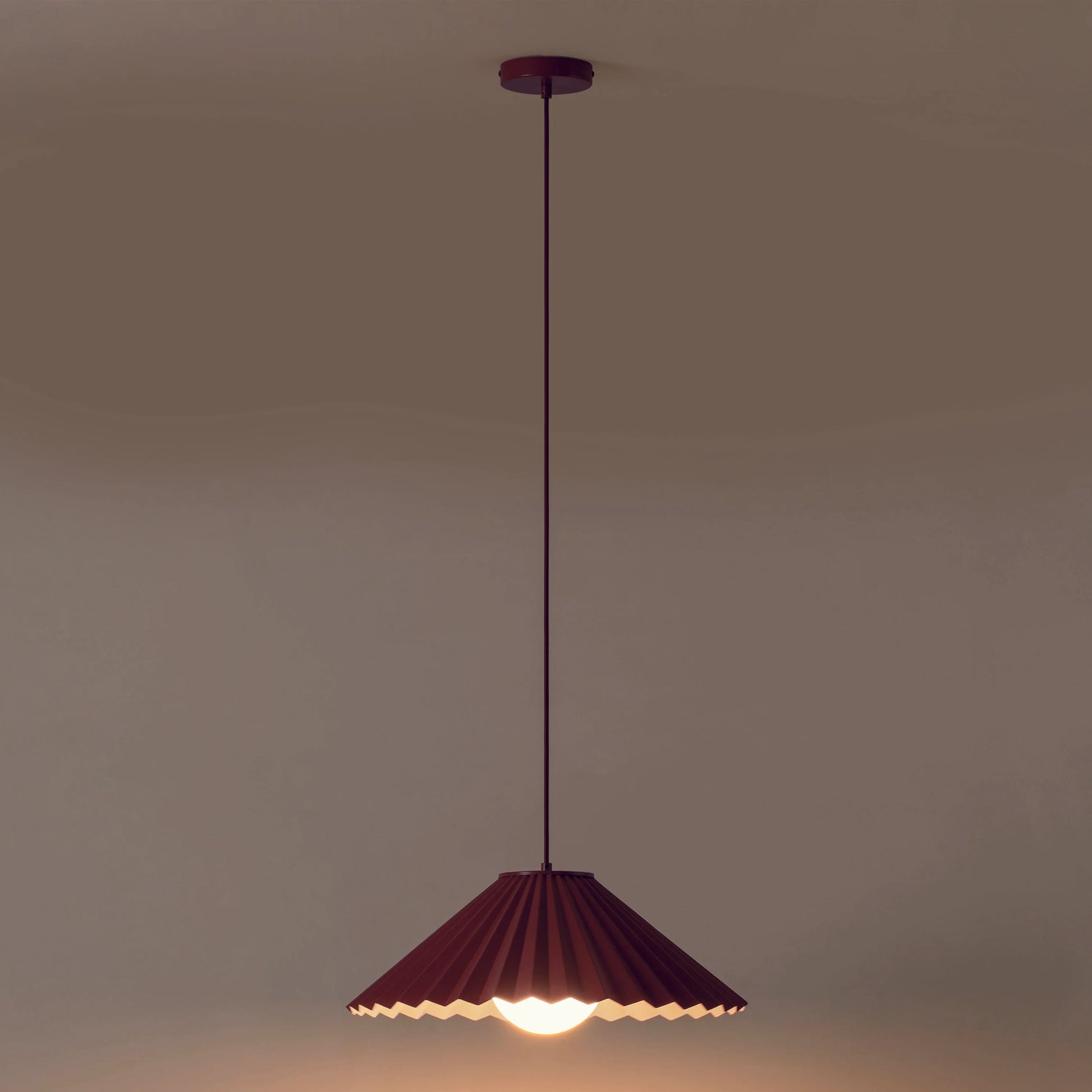 Burgundy large pleat pendant ceiling light - BlissVeranda