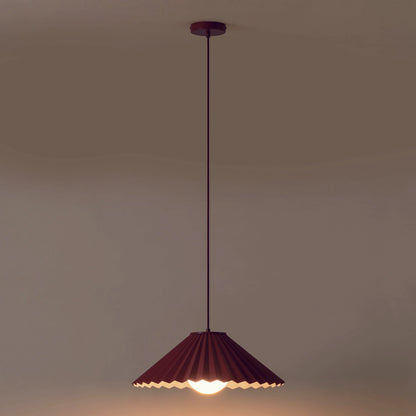 Burgundy large pleat pendant ceiling light - BlissVeranda