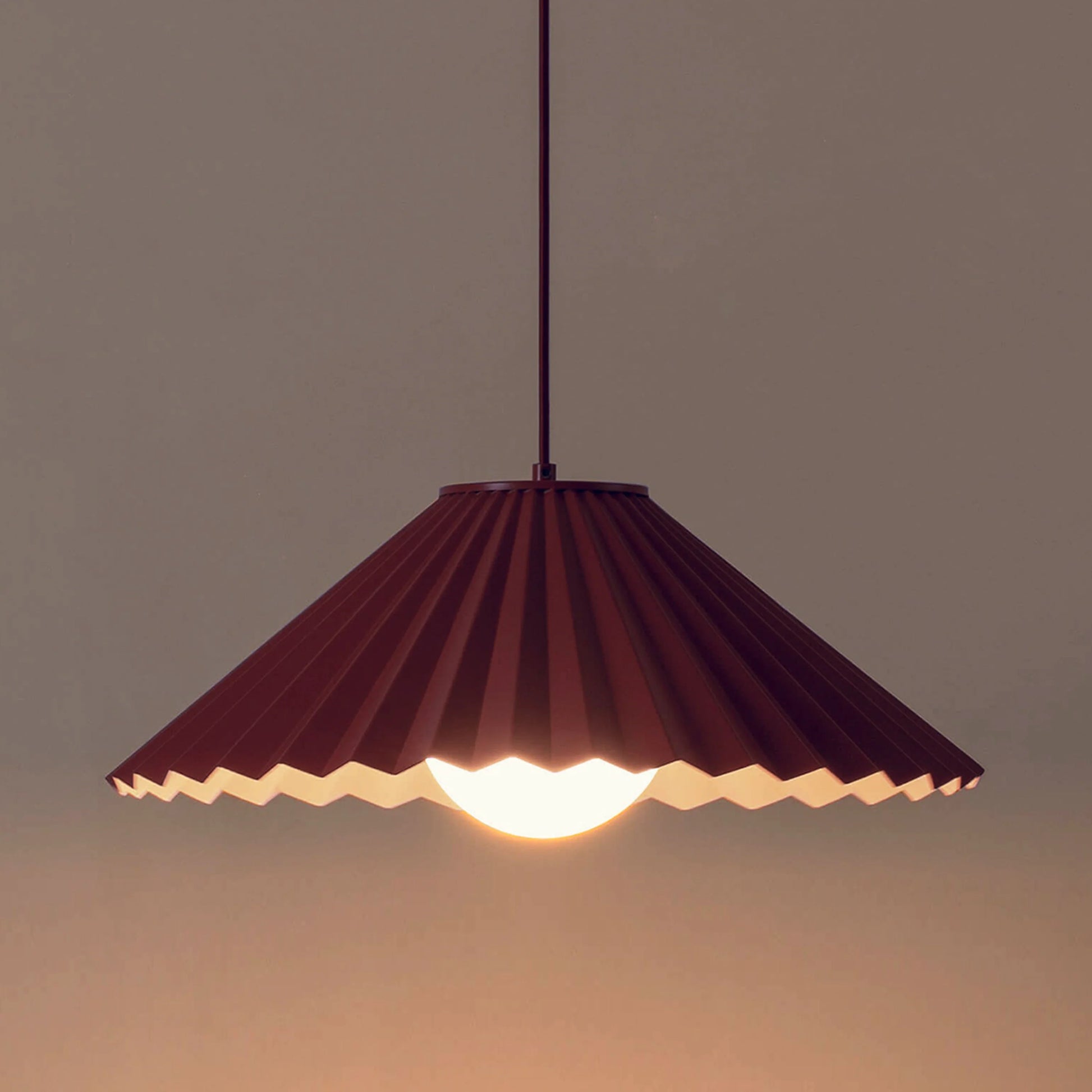 Burgundy large pleat pendant ceiling light - BlissVeranda