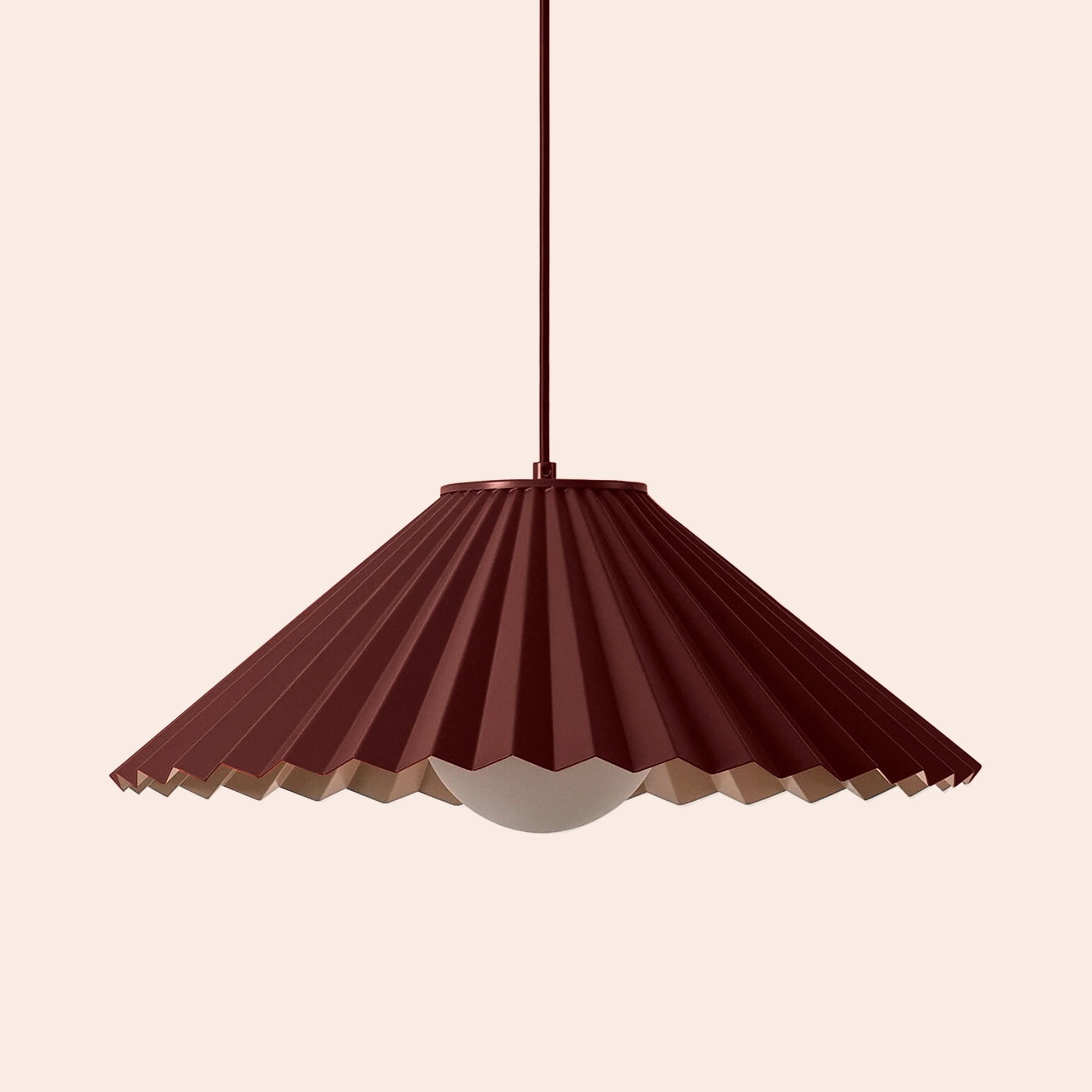 Burgundy large pleat pendant ceiling light - BlissVeranda