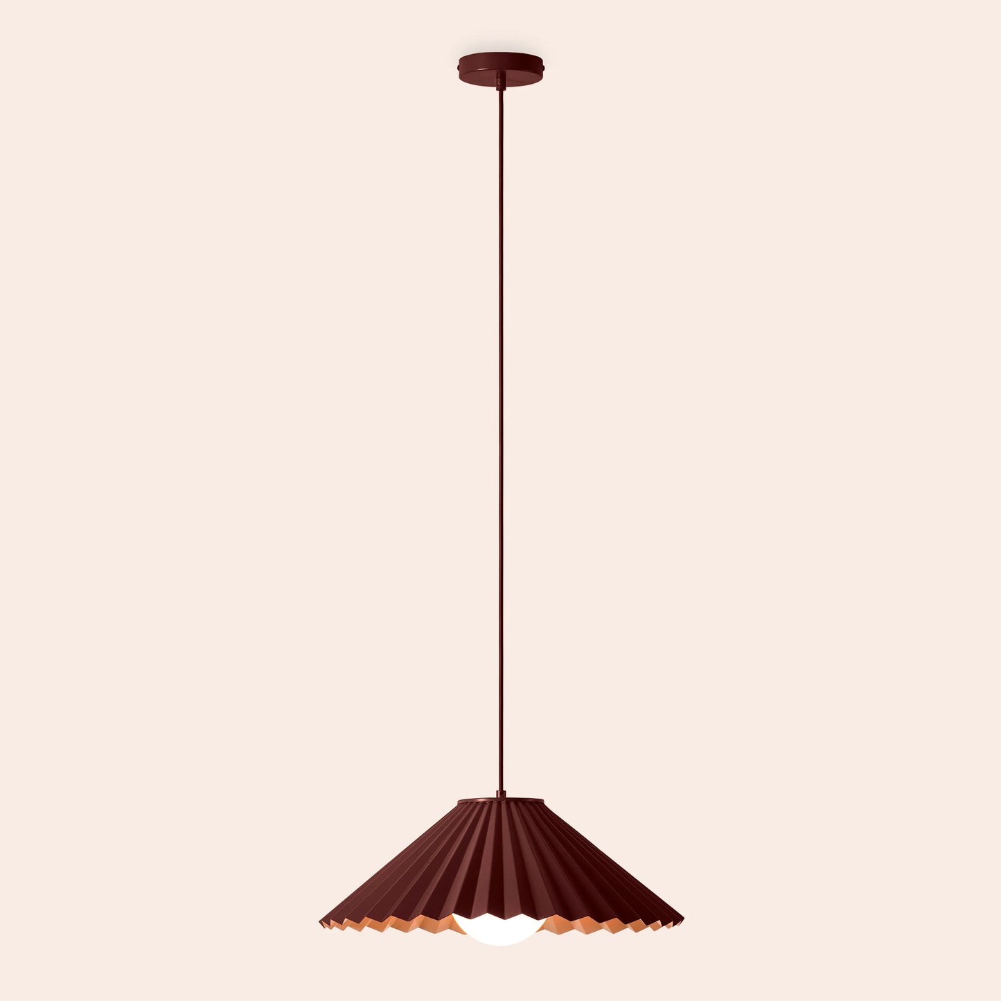 Burgundy large pleat pendant ceiling light - BlissVeranda