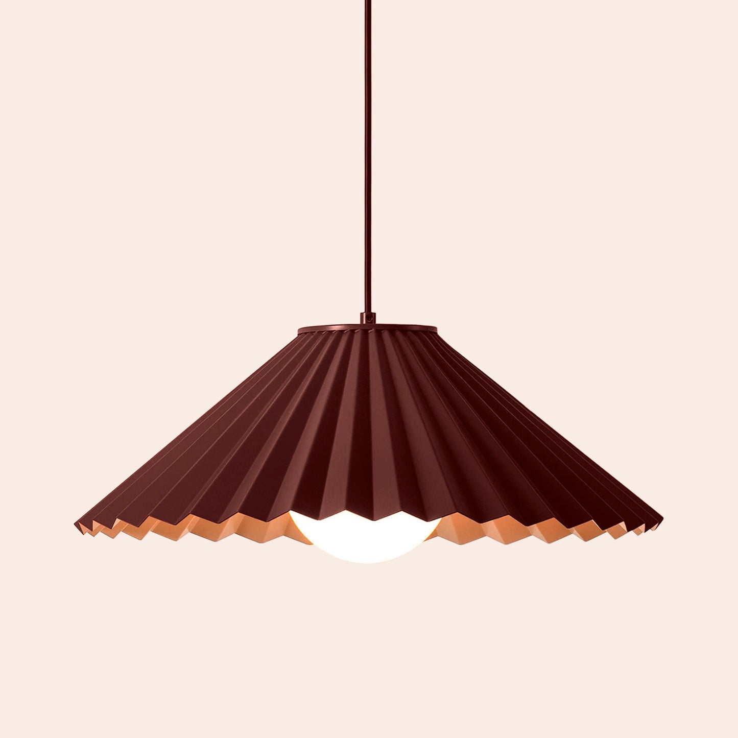 Burgundy large pleat pendant ceiling light - BlissVeranda