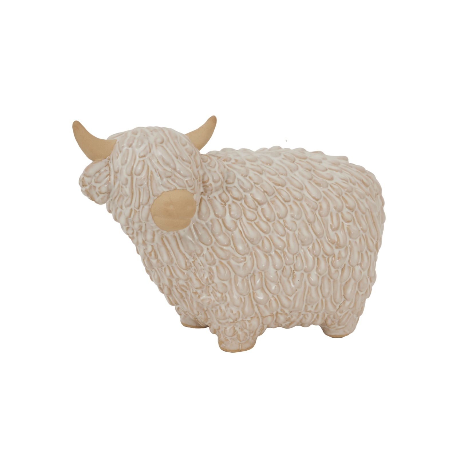 Beige decorative sheep figurine on a white background