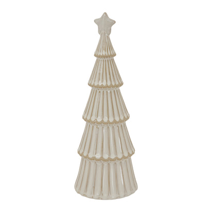 Decorative Christmas tree with a star on top on a white background