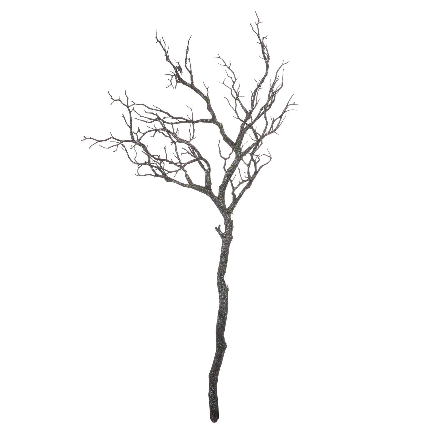 Silhouette of a bare tree branch on a white background