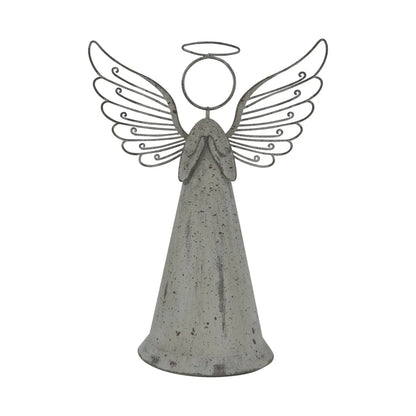 Decorative angel statue with wings and a halo on a white background