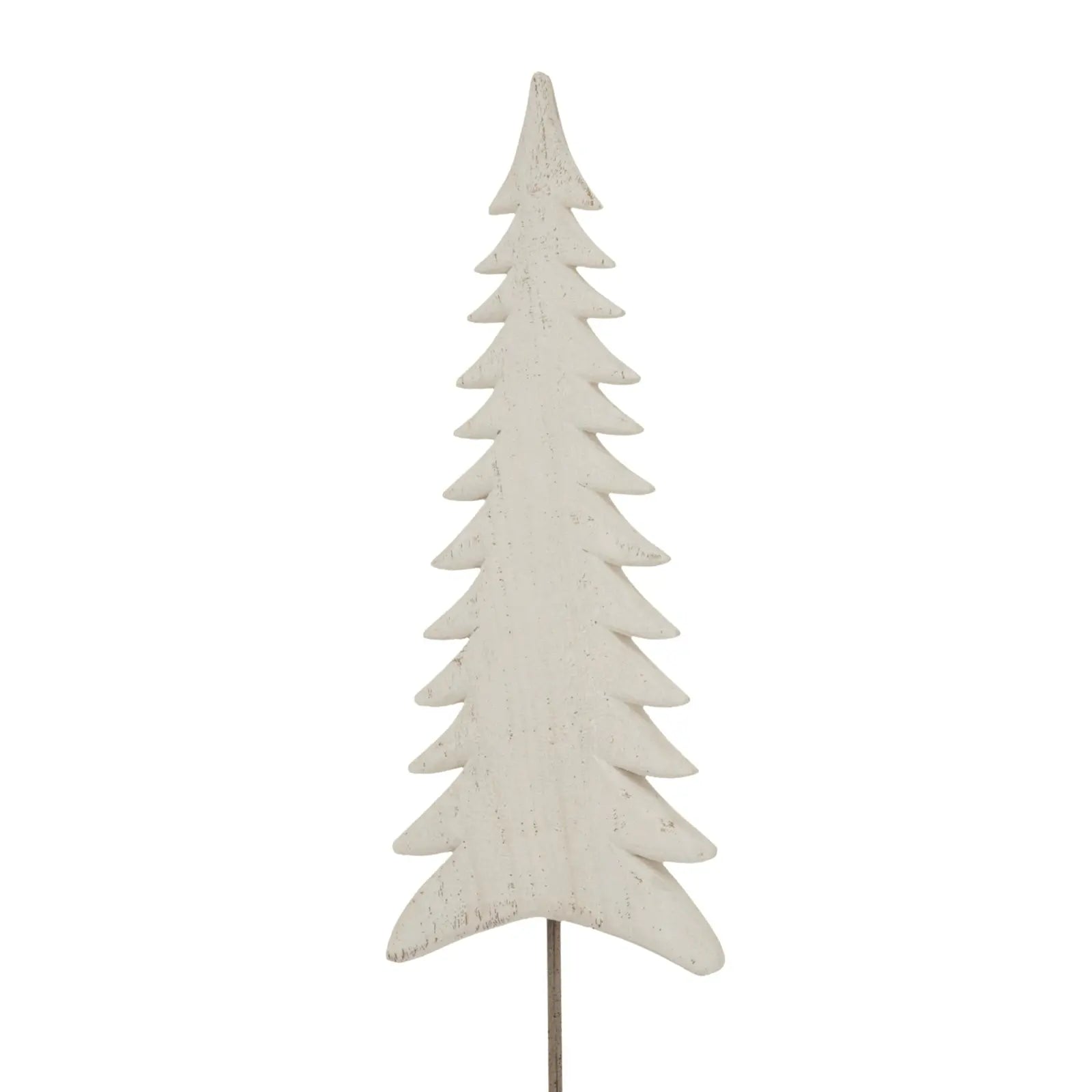 Decorative Christmas tree with a white finish on a white background