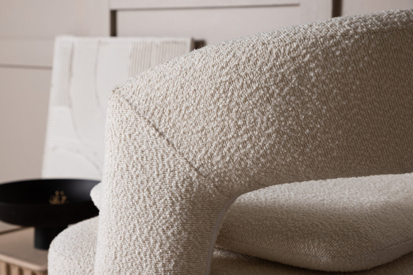 Laurel Single Sofa White Boucle   BlissVeranda
