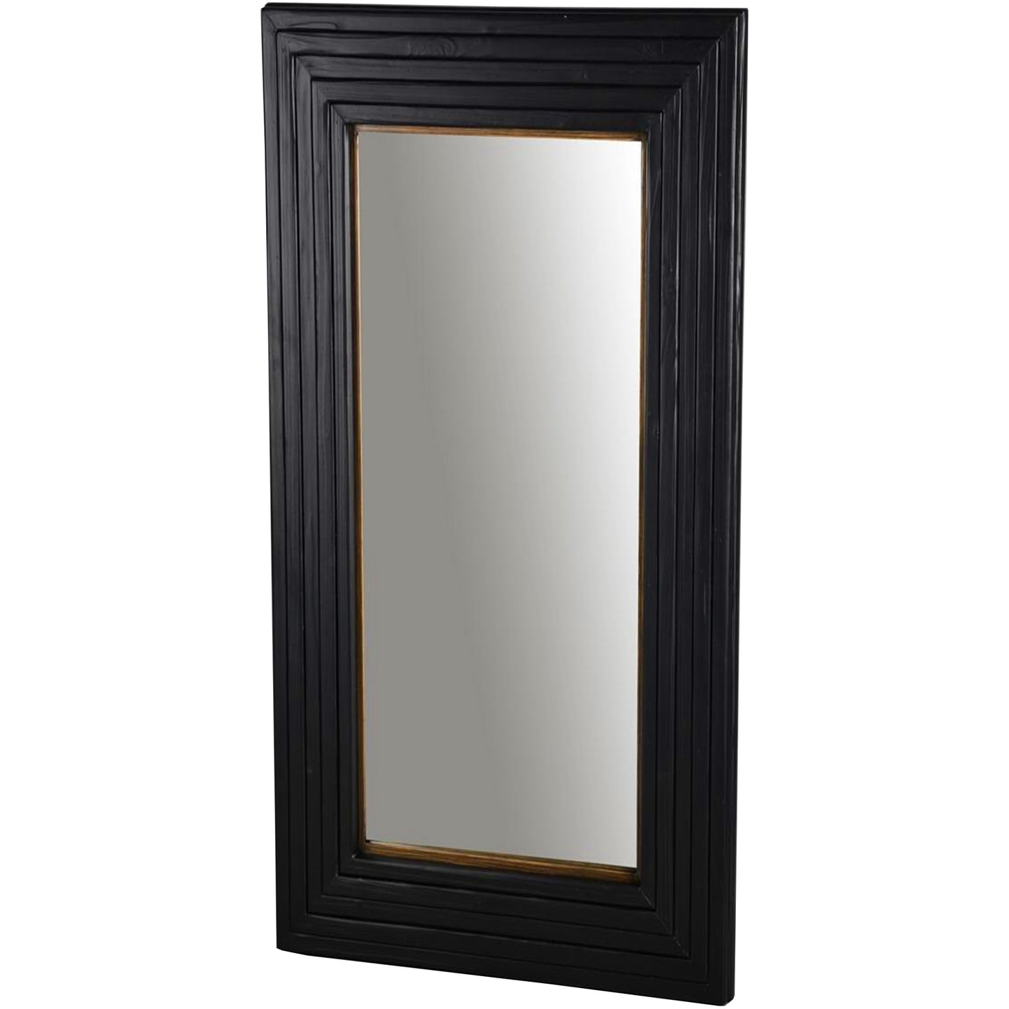 Rectangular mirror with a black frame on a white background