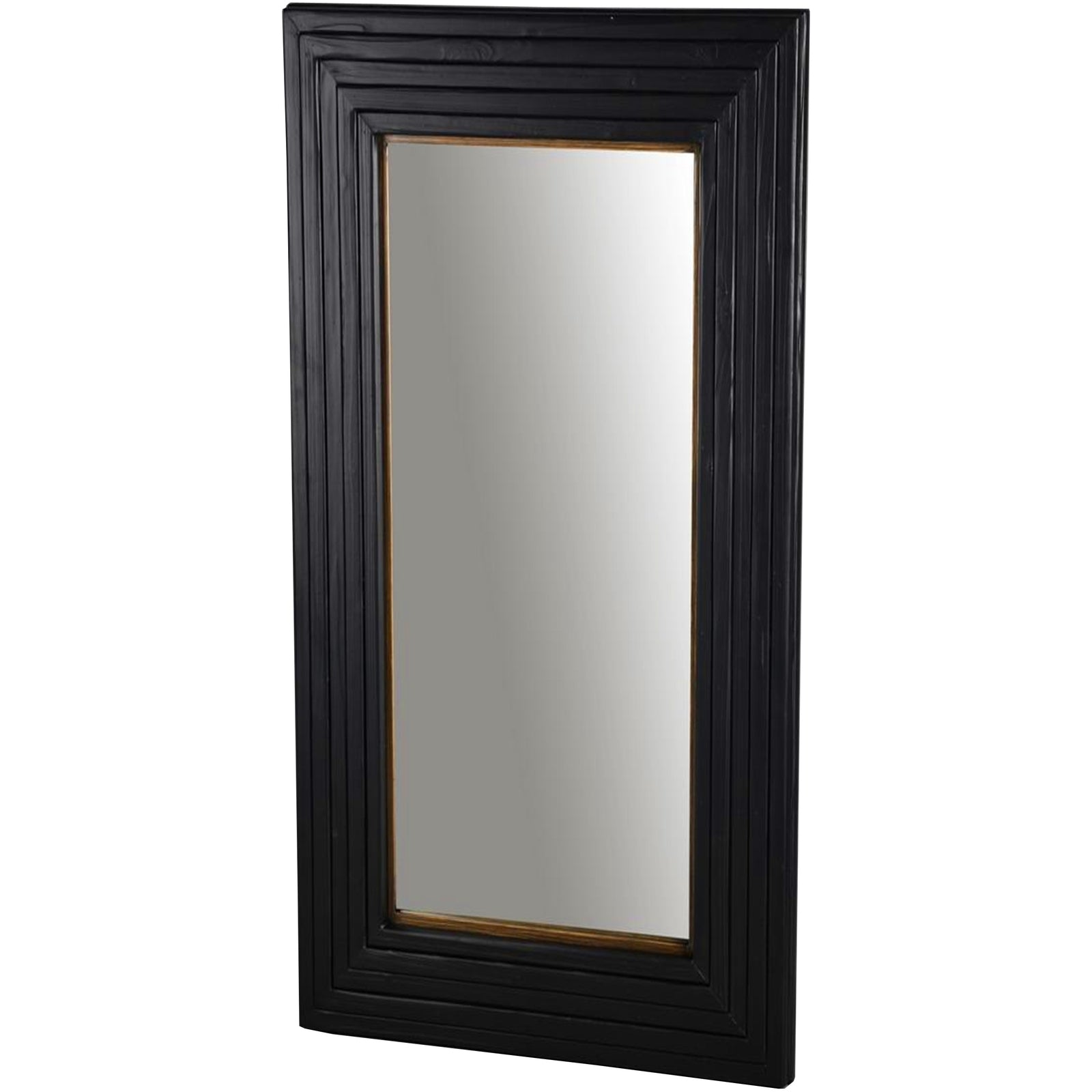 Rectangular mirror with a black frame on a white background