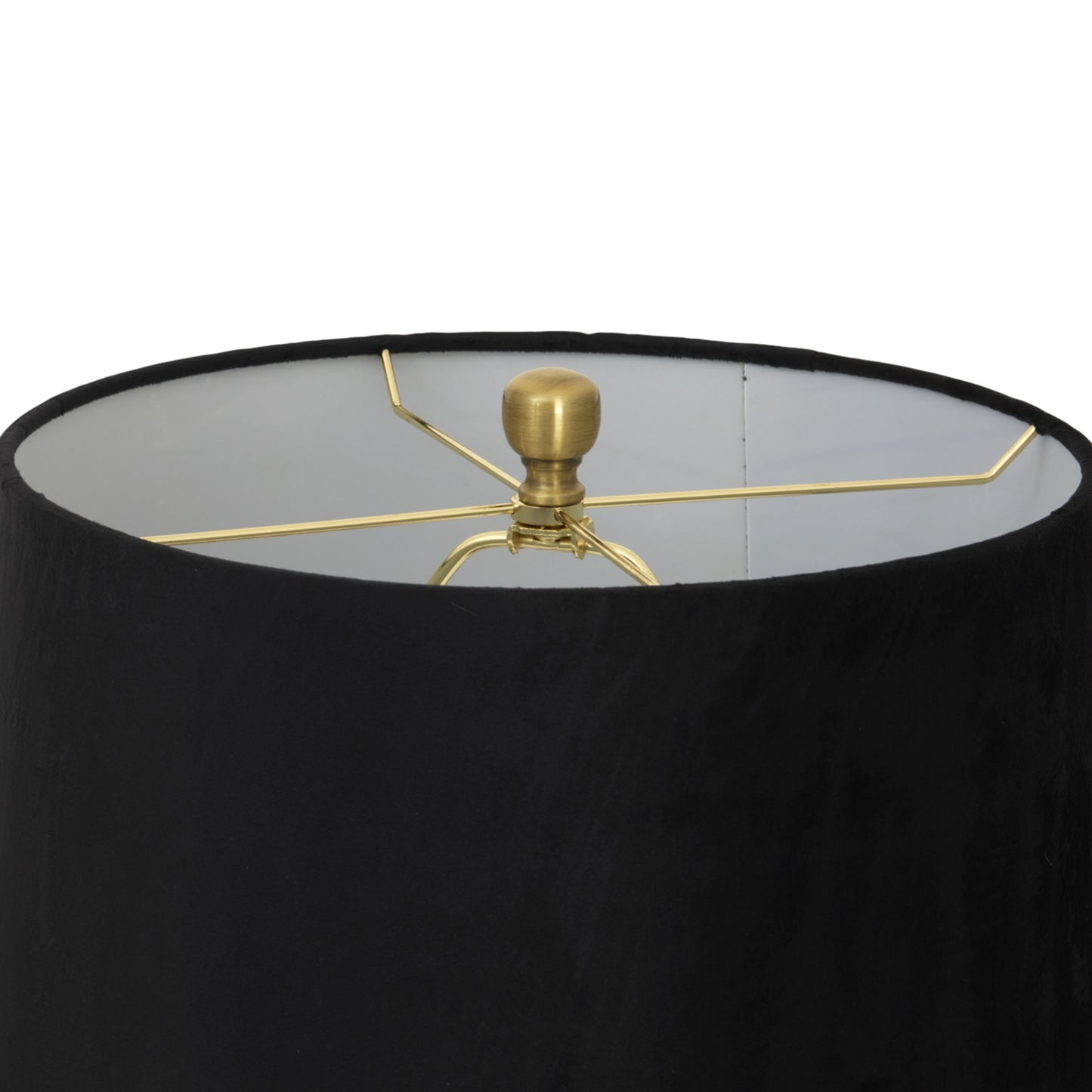 Black lampshade with a gold fixture on a white background
