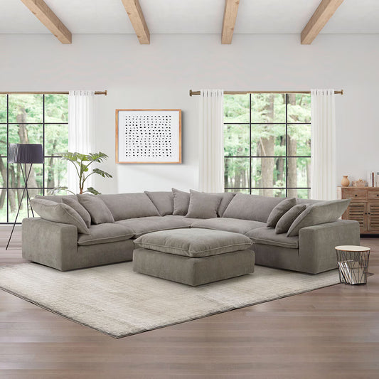 Luxurious Aiden & Ivy Beige 6-Piece Modular Sofa Set for Stylish Living Spaces