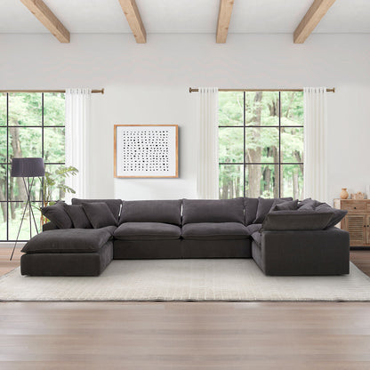 Luxurious Aiden & Ivy Sereen Dark Grey Fabric 6 Piece Modular Sofa