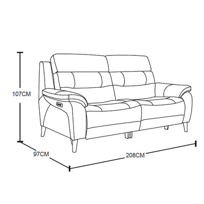 Luxury Ava Dark Grey Leather Power Reclining Large 2 Seater Sofa