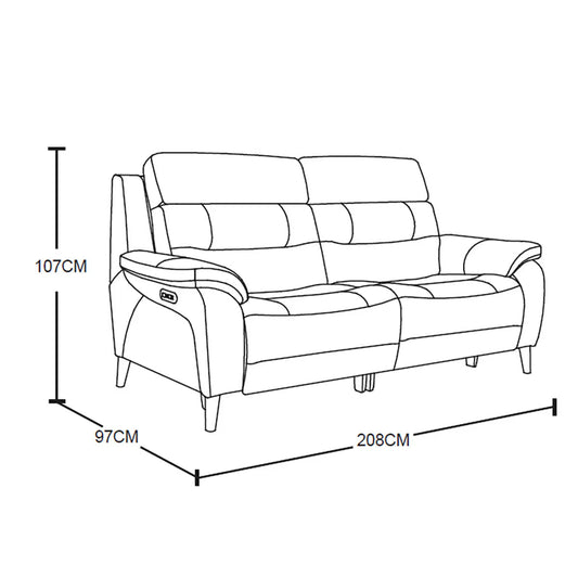 Luxury Ava Dark Grey Leather Power Reclining Large 2 Seater Sofa