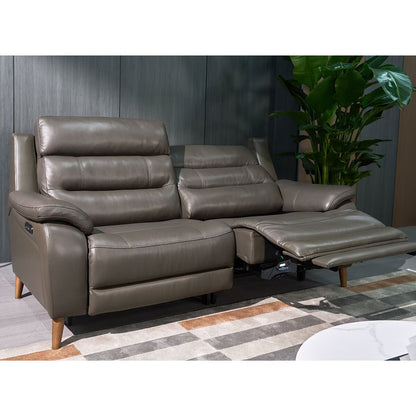 Luxury Ava Dark Grey Leather Power Reclining Large 2 Seater Sofa