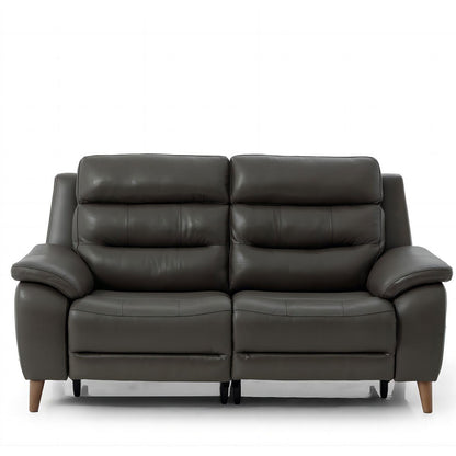Luxury Ava Dark Grey Leather Power Reclining Large 2 Seater Sofa