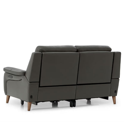 Luxury Ava Dark Grey Leather Power Reclining Large 2 Seater Sofa
