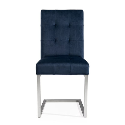 Luxury Bentley Designs Tivoli Navy Velvet Cantilever Dining Chair, 2 Pack