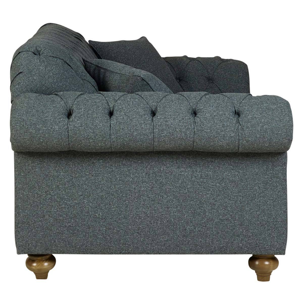 Luxury Furniture Bordeaux Button Back Blue Fabric Armchair