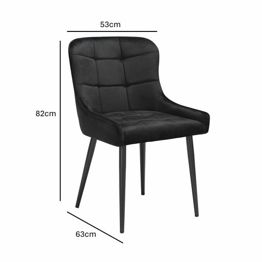 Luxury Indus Valley Kia Black Velvet Dining Chair, 2 Pack