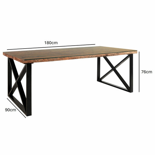 Luxury Indus Valley Porto Reclaimed Sleeper Wood Dining Table + 6 Grey Chairs