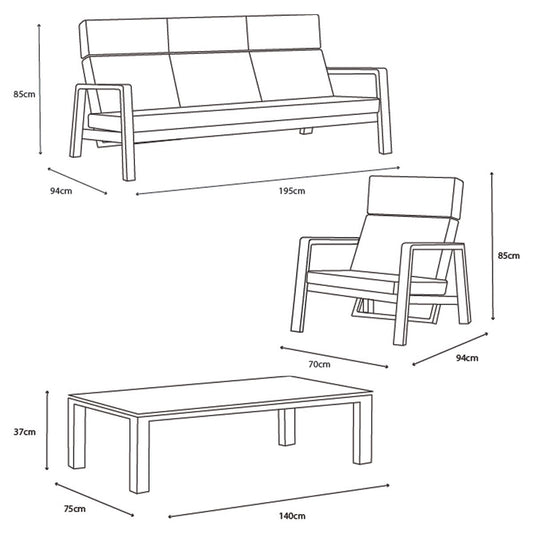 Luxury LIFE Outdoor Living Laguna 4 Piece Recliner Set