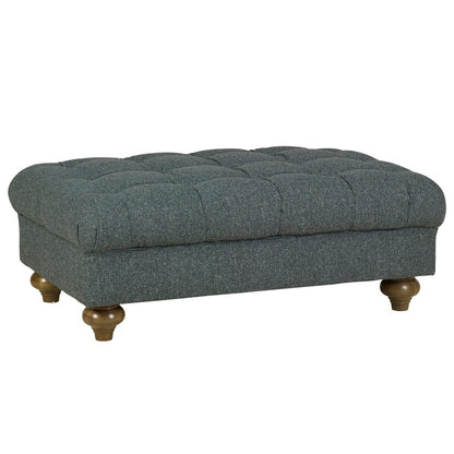 Luxury Modern Bordeaux Fabric Footstool, Blue