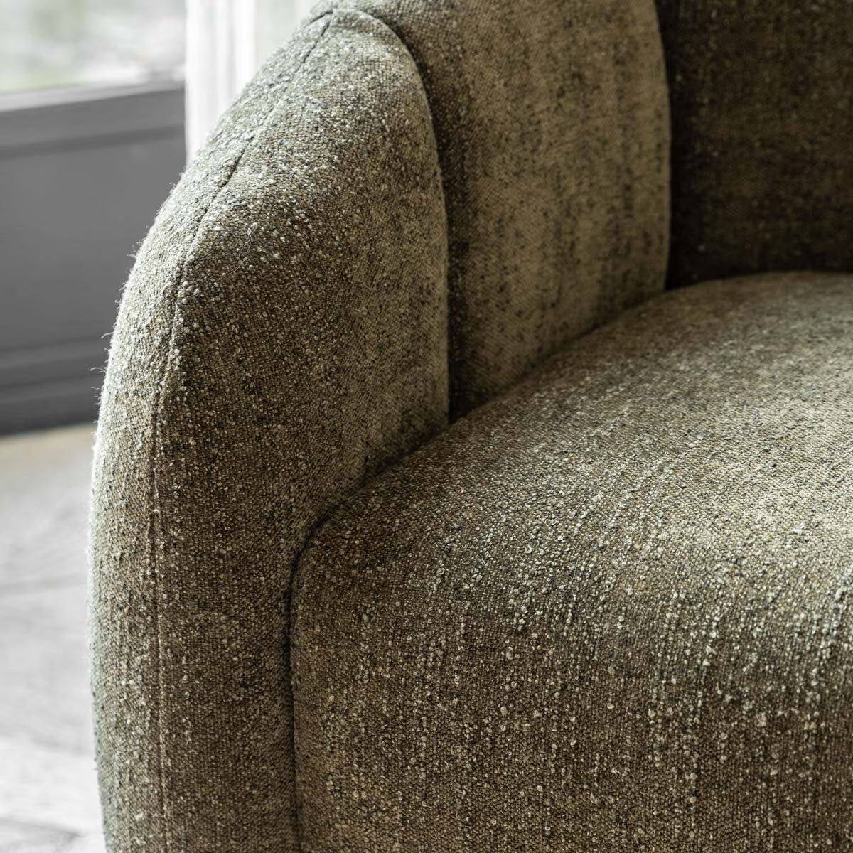 Luxury Modern Gallery Atella Moss Green Bouclé Tub Chair