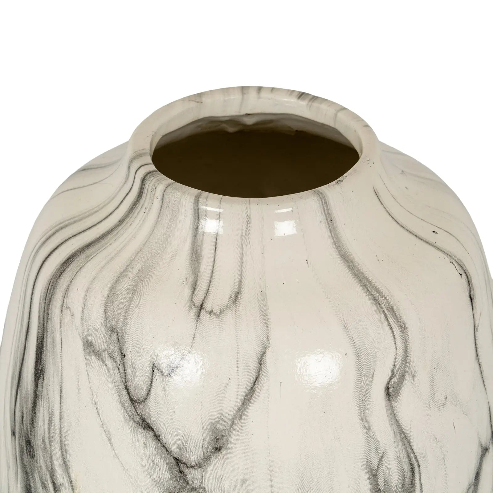 Marble-patterned ceramic vase on a white background