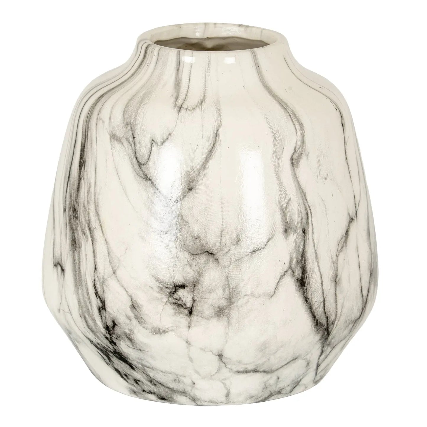 Marble-patterned vase on a white background