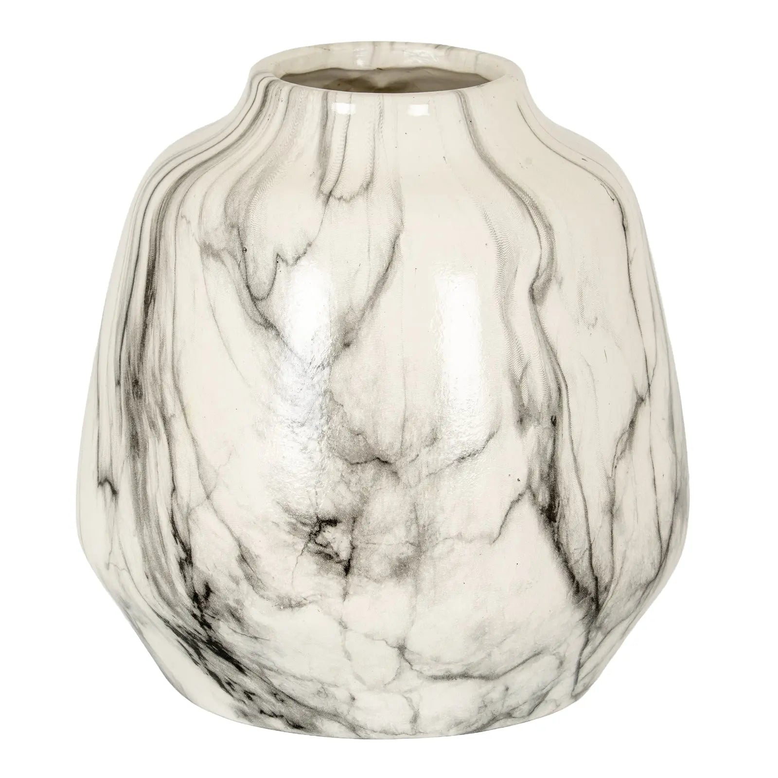 Marble-patterned vase on a white background