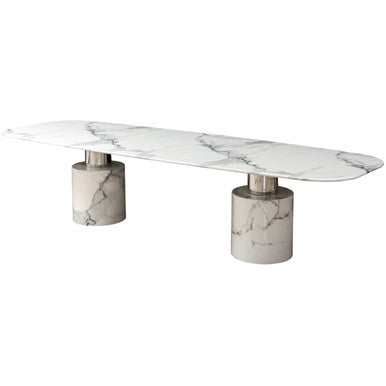 Marble coffee table with metallic legs on a white background