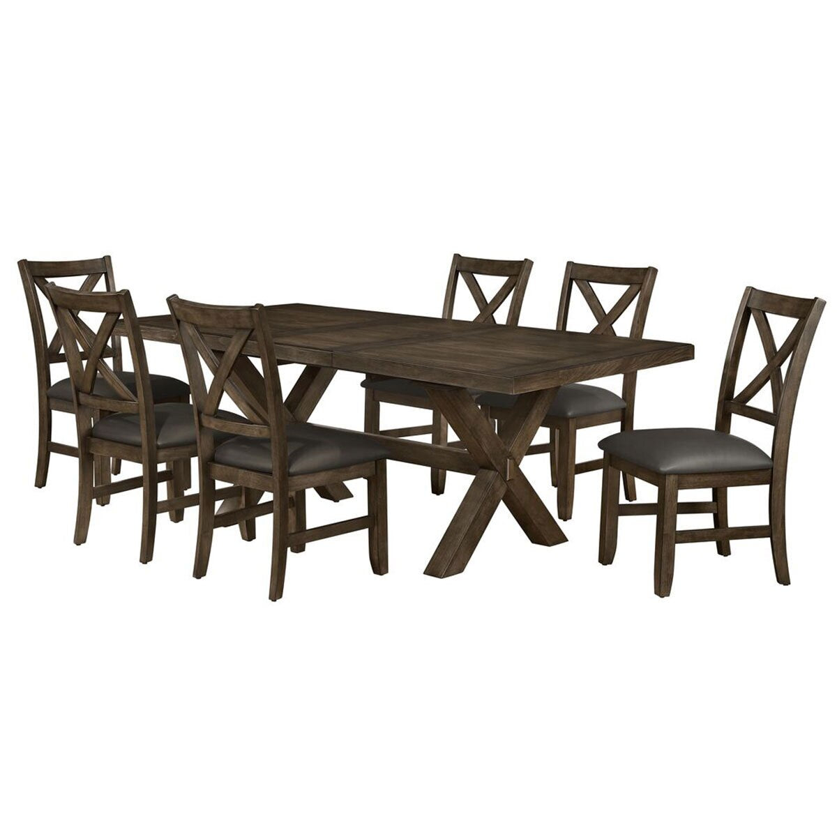Modern Blakely Extending Dining Table + 6 Cross Back Chairs, Seats 6-8