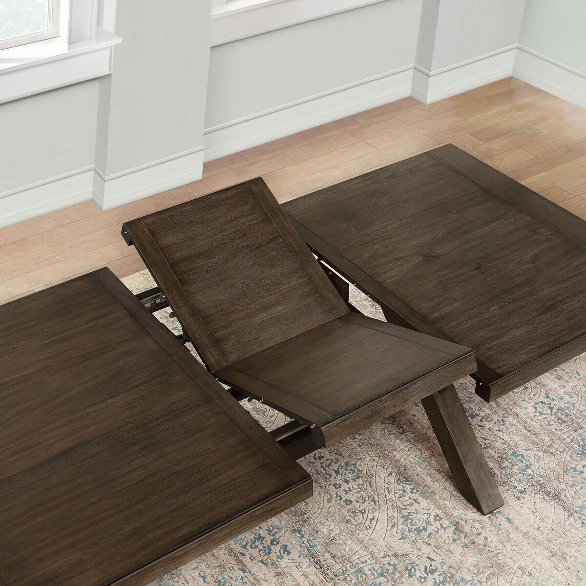 Modern Blakely Extending Dining Table + 6 Cross Back Chairs, Seats 6-8