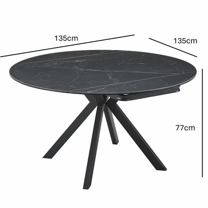 Modern Indus Valley Cavella round Ceramic Extending Dining Table + 4 Grey Chairs