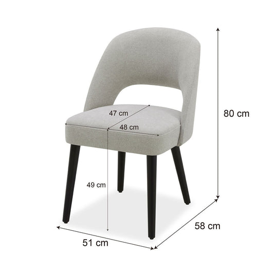 Modern Kobe Grey Fabric Dining Chairs, 2 Pack