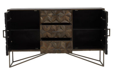 Modern sideboard with geometric design on a white background