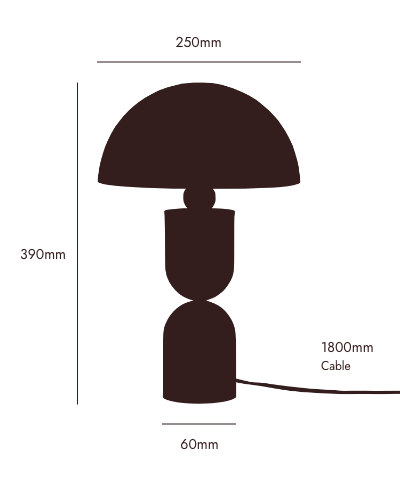 Sand grey dome mushroom table lamp  Integrated Table Lamp BlissVeranda