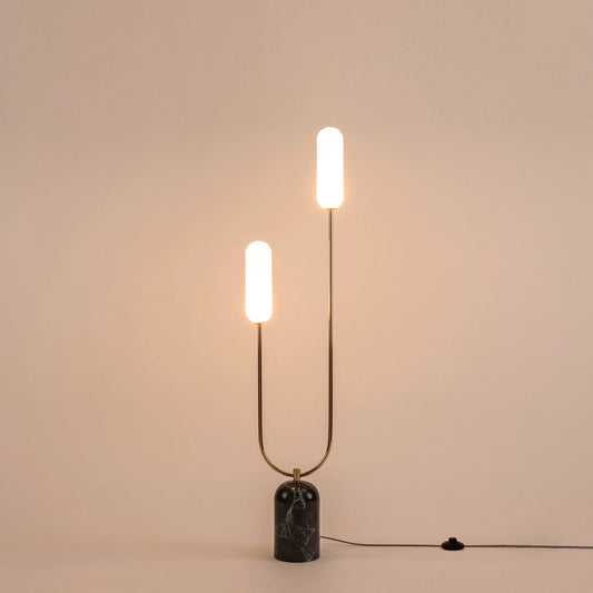 Olive green marble curve floor lamp  Floor lamp BlissVeranda