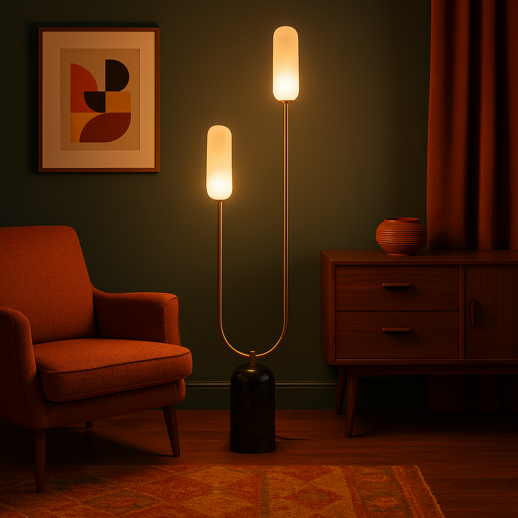 Olive green marble curve floor lamp  Floor lamp BlissVeranda