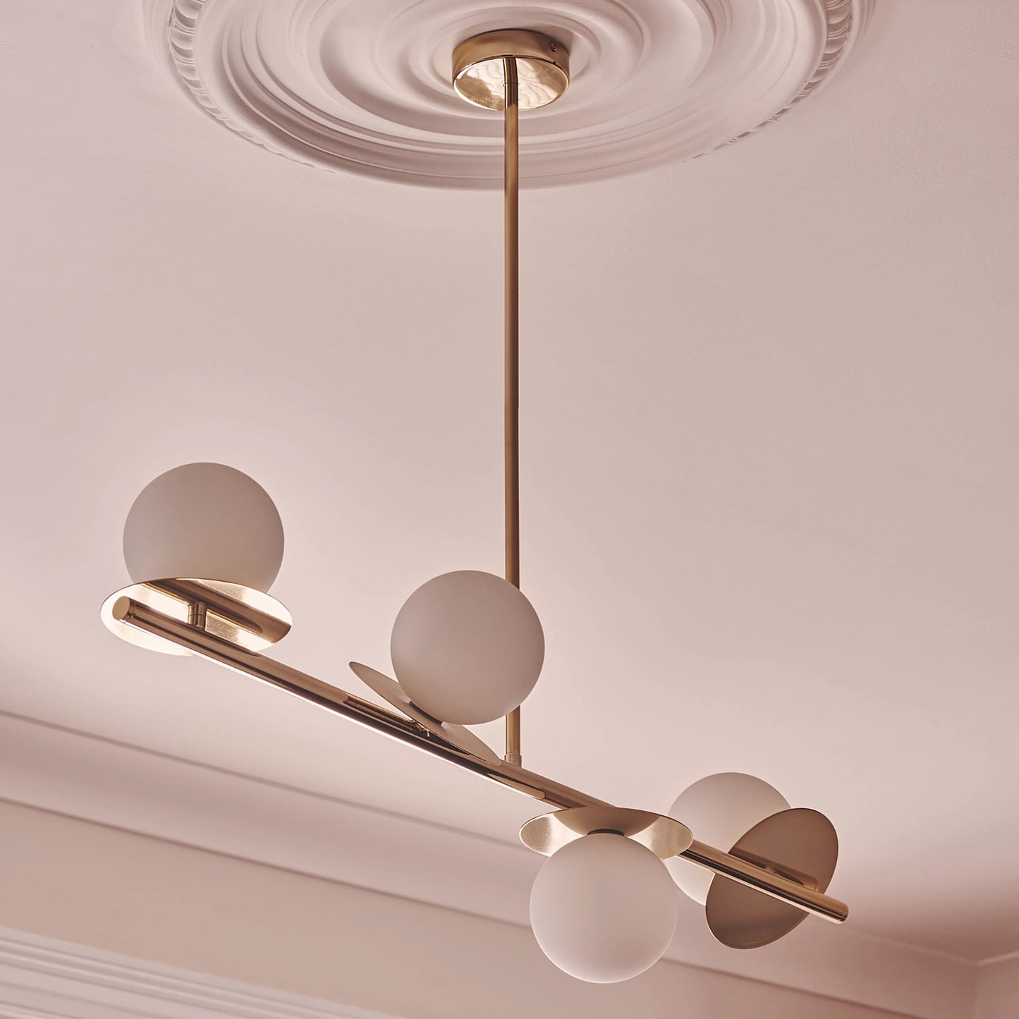 Brass opal disk ceiling light  Bathroom Ceiling Light BlissVeranda