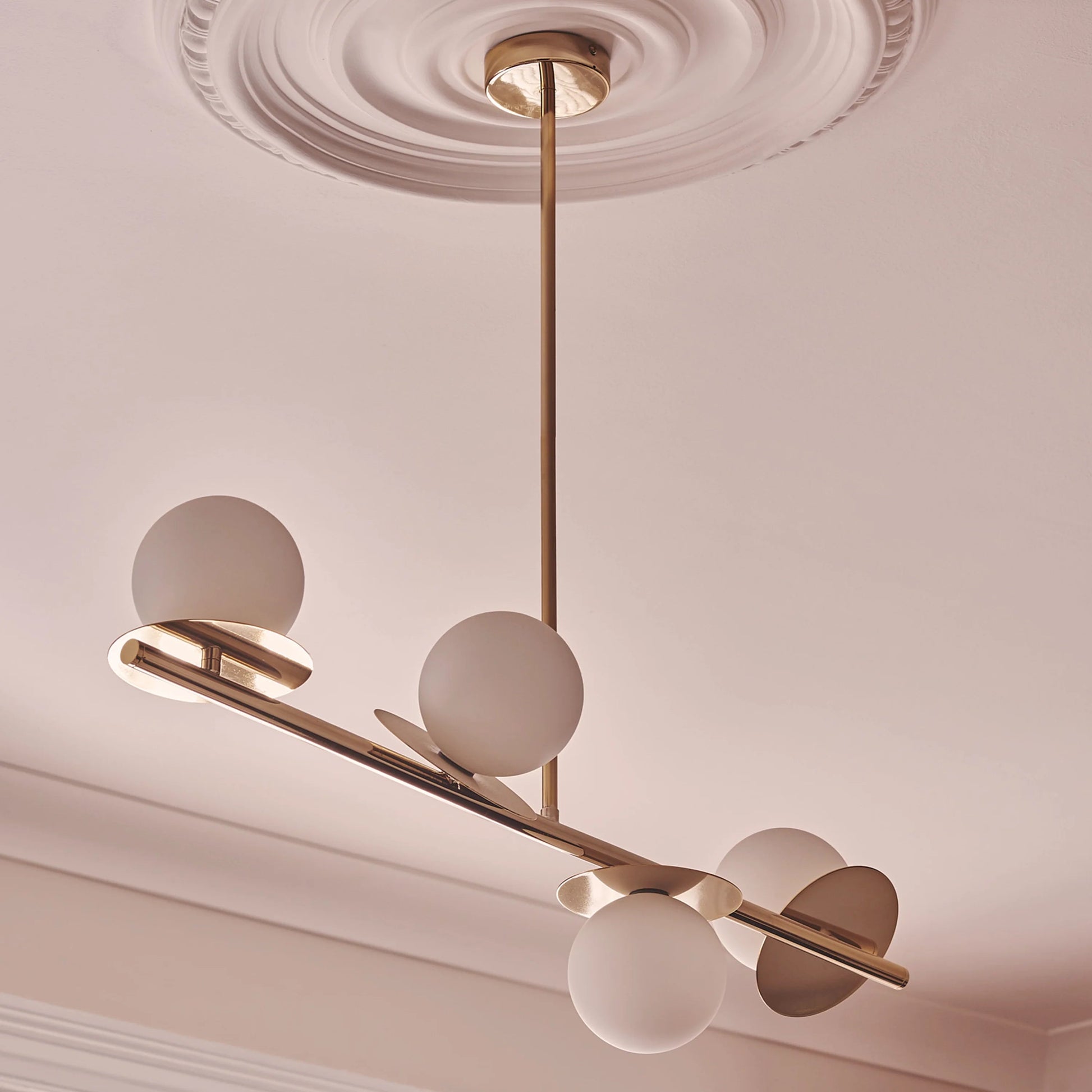 Brass opal disk ceiling light  Bathroom Ceiling Light BlissVeranda