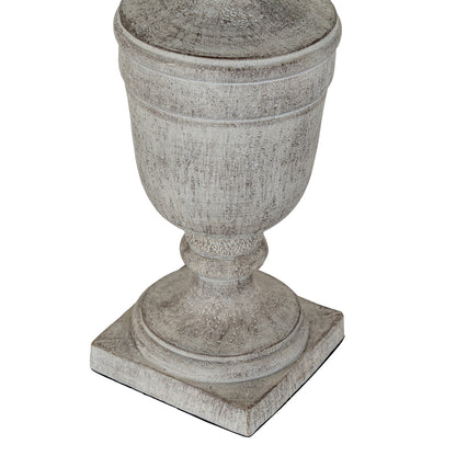 Decorative stone urn with a lid on a white background