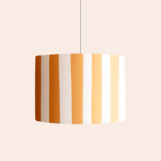 Peel orange & white striped drum shade - BlissVeranda