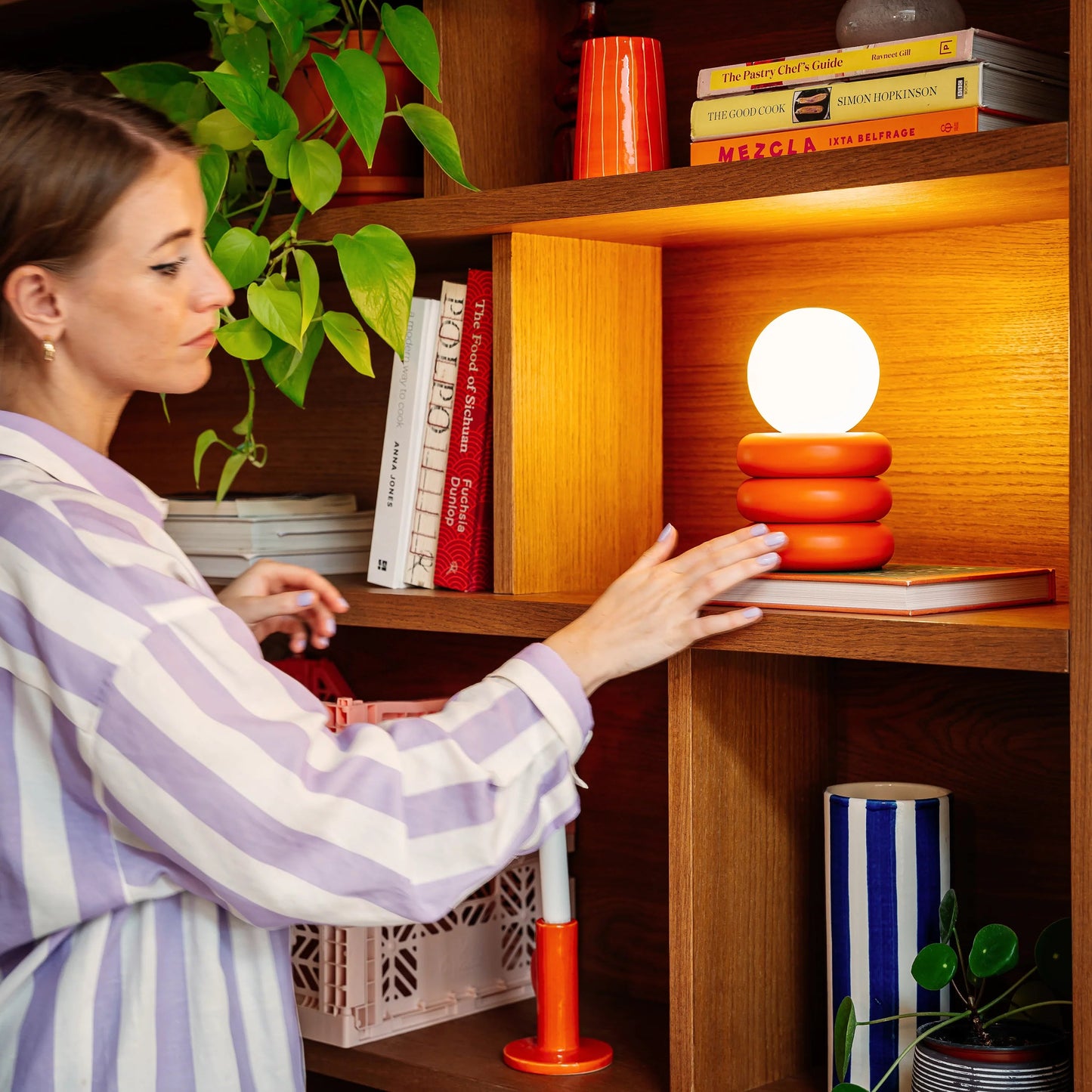 Sand grey tube cordless table lamp  Cordless Table Lamp BlissVeranda