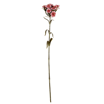 Artificial flower stem with pink flowers on a white background