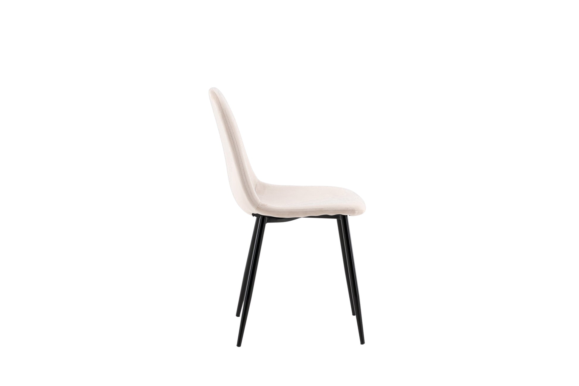 White chair with black legs on a white background