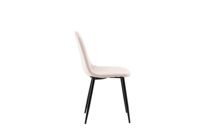 White chair with black legs on a white background